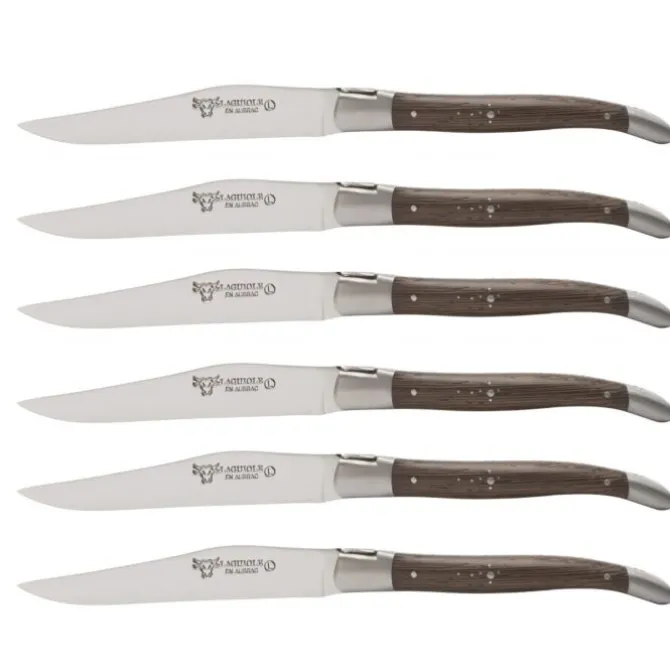 Laguiole en Aubrac Shepherd's Cross steakmes 11,5 cm wengéhout 6 stuks