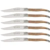 Laguiole en Aubrac Shepherd's Cross steakmes 11,5 cm olijfhout 6 stuks