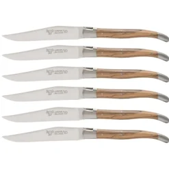 Laguiole en Aubrac Shepherd's Cross steakmes 11,5 cm olijfhout 6 stuks