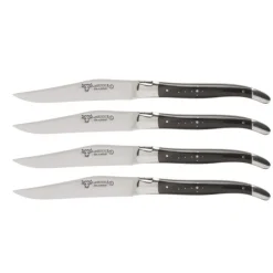 Laguiole en Aubrac Shepherd's Cross steakmes 11,5 cm buffelhoorn 4 stuks