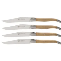 Laguiole en Aubrac Shepherd's Cross steakmes 11,5 cm eikenhout 4 stuks