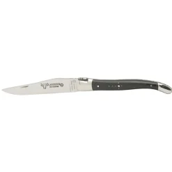 Laguiole en Aubrac Shepherd's Cross klap-steakmes 12 cm buffelhoorn zwart