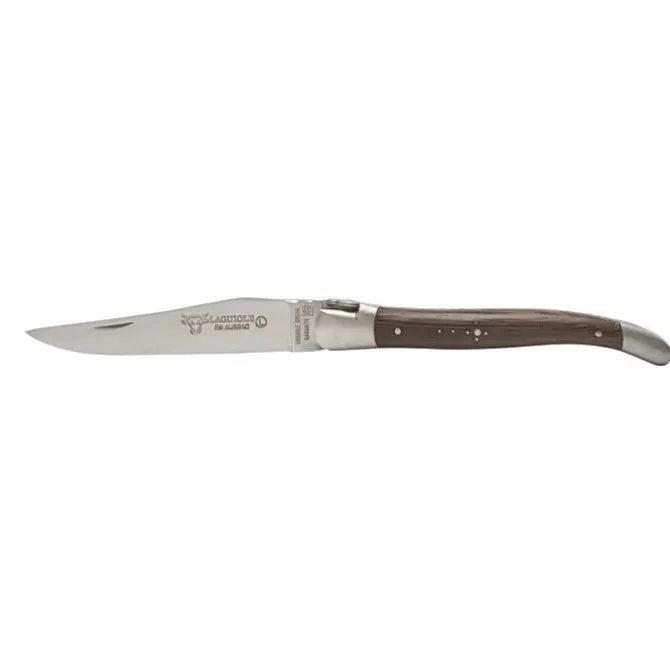 Laguiole en Aubrac Shepherd's Cross klap-steakmes 12 cm wengéhout bruin