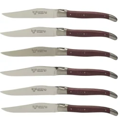Laguiole en Aubrac steakmes 11,5 cm walnoothout 4 stuks