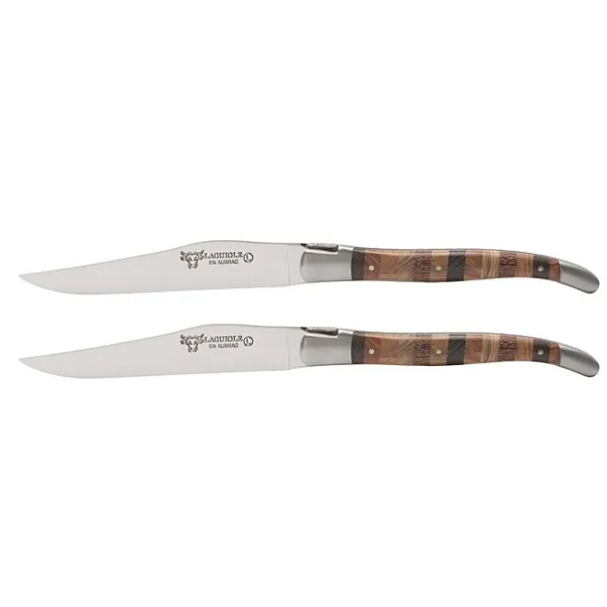 Laguiole en Aubrac steakmes 11,5 cm woodstock 2 stuks