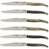 Laguiole en Aubrac steakmes 11,5 cm geperst hoorn bruin 6 stuks
