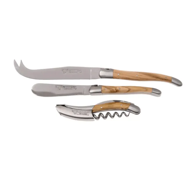 Laguiole en Aubrac Wine & Cheese Set rvs olijfhout 3-delig