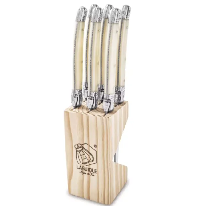 Laguiole Style de Vie Premium Line steakmessen parelmoer 6 stuks