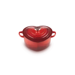 Le Creuset braadpan hartvormig met rvs knop 2 liter gietijzer kersrood
