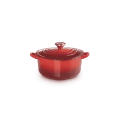 Le Creuset braadpan hartvormig met rvs knop 2 liter gietijzer kersrood