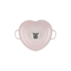 Le Creuset braadpan hartvormig met rvs knop 2 liter gietijzer Shell Pink