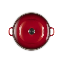 Le Creuset faitout braadpan met plaatstalen deksel 7,8 liter ø 32 cm gietijzer rood