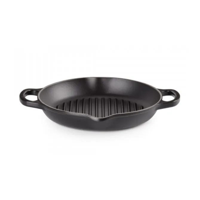 Le Creuset hoge grillplaat rond ø 25 cm gietijzer mat zwart