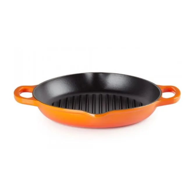 Le Creuset hoge grillplaat rond ø 25 cm gietijzer vulcanique