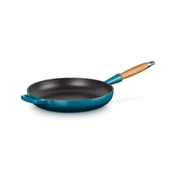 Le Creuset koekenpan rond met open greep ø 28 cm gietijzer bamboo