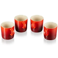 Le Creuset mok 350 ml aardewerk kersrood 4 stuks