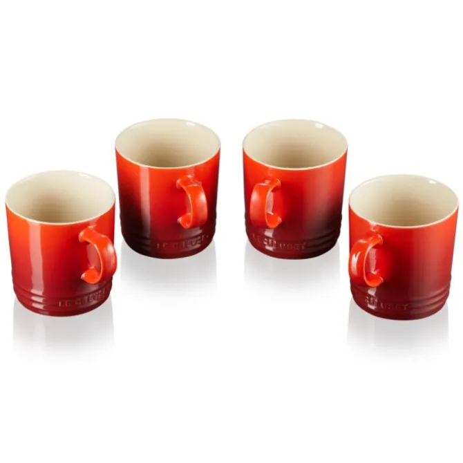 Le Creuset mok 350 ml aardewerk kersrood 4 stuks