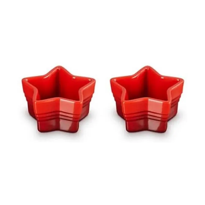 Le Creuset Noel ramekin ster aardewerk kersrood 2 stuks