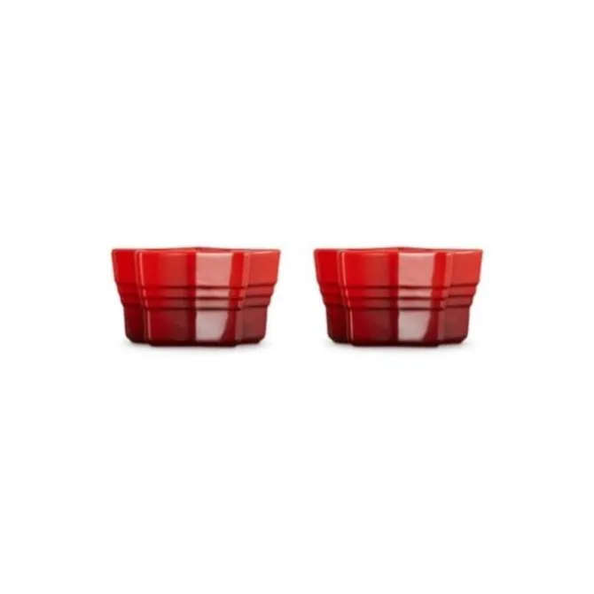 Le Creuset Noel ramekin ster aardewerk kersrood 2 stuks