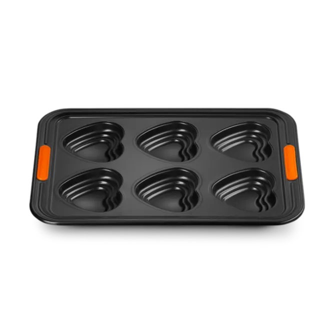 Le Creuset Pâtiliss bakvorm voor 6 hartvormige muffins staal