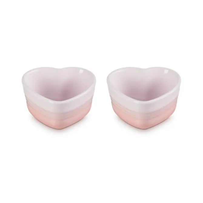 Le Creuset ramekin hart 300 ml aardewerk Shell Pink 2 stuks