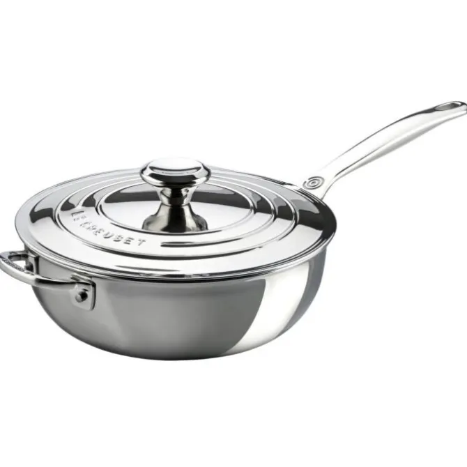 Le Creuset RVS Plus sauteerpan met anti-aanbaklaag en deksel ø 24 cm rvs