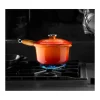 Le Creuset sauspan met deksel en houten steel ø 18 cm gietijzer vulcanique