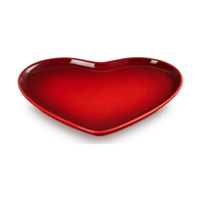 Le Creuset schaal hart 32 cm aardewerk kersrood