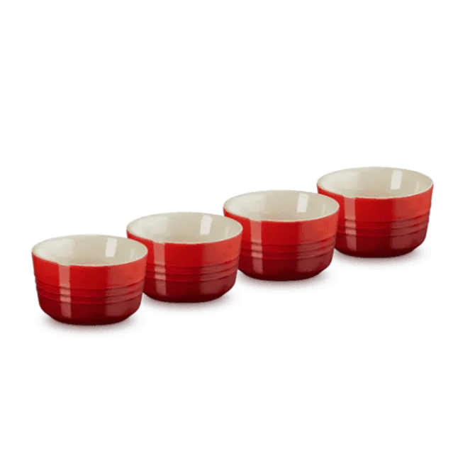 Le Creuset schaaltje 100 ml ø 7,8 cm aardewerk kersrood 4 stuks
