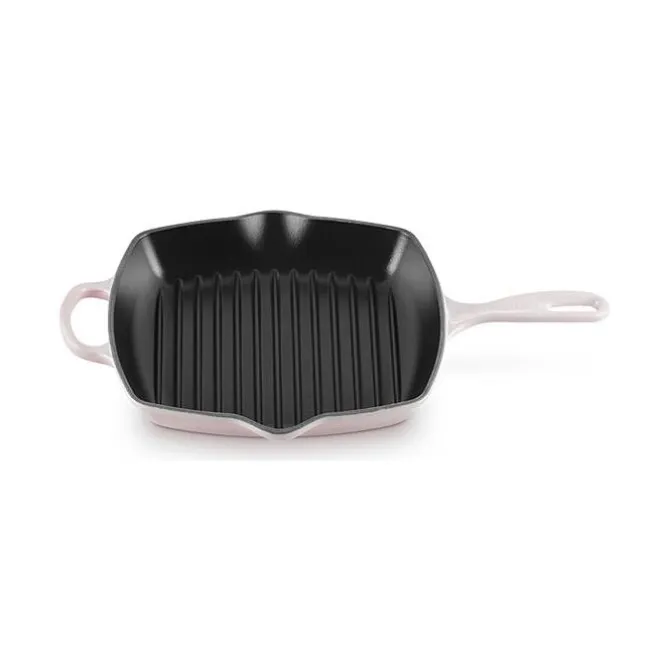 Le Creuset skillet grill vierkant 26 cm gietijzer Shell Pink