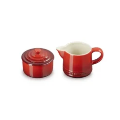 Le Creuset suiker- en melkset aardewerk kersrood 2-delig