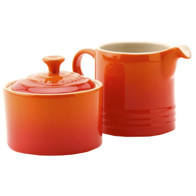 Le Creuset suiker- en melkset aardewerk vulcanique 2-delig