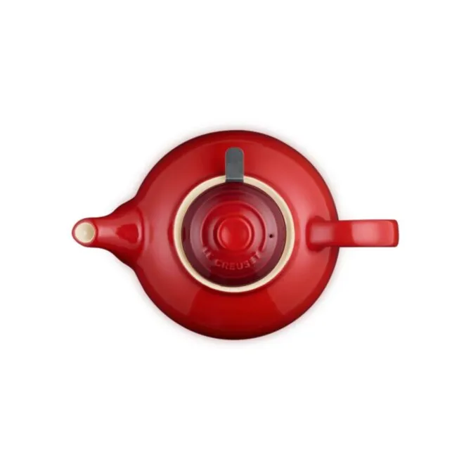 Le Creuset theepot met filter 1,3 liter aardewerk kersrood