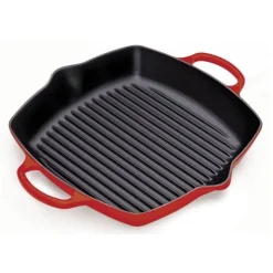Le Creuset vierkante grill 30 cm gietijzer kersrood