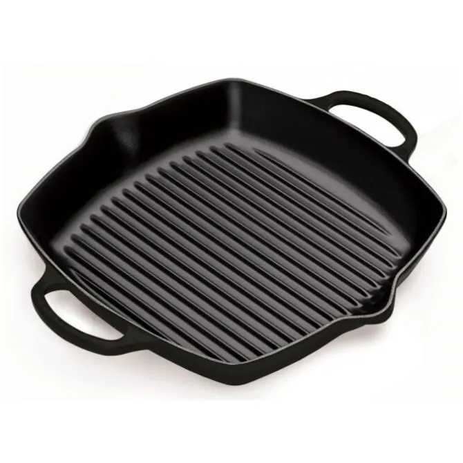 Le Creuset vierkante grill 30 cm gietijzer mat zwart