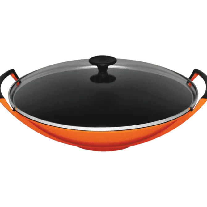 Le Creuset wok met glazen deksel 4,5 liter ø 36 cm gietijzer vulcanique