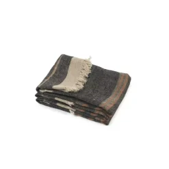 Libeco The Belgian Towel handdoek 65 x 55 cm 100% linnen Black Stripe