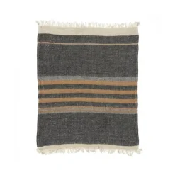 Libeco The Belgian Towel handdoek 65 x 55 cm 100% linnen Black Stripe