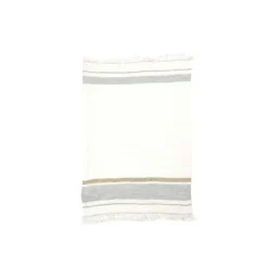 Libeco The Belgian Towel handdoek 65 x 55 cm 100% linnen Oyster Stripe