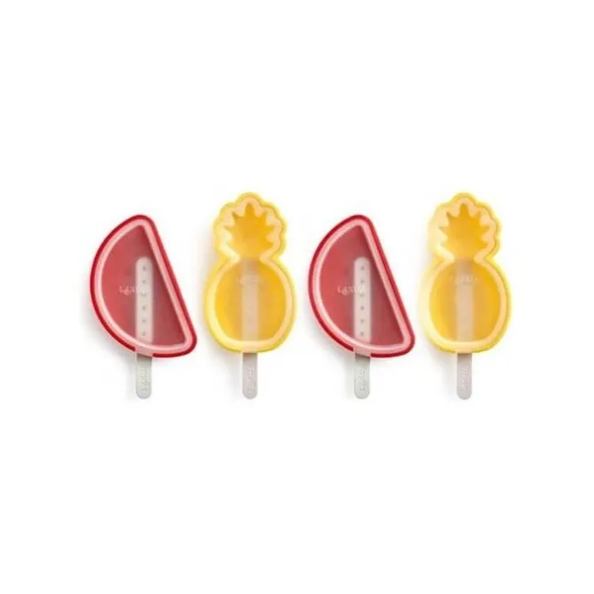 Lékué Fun & Sun ijsvorm watermeloen ananas silicone rood 4 stuks