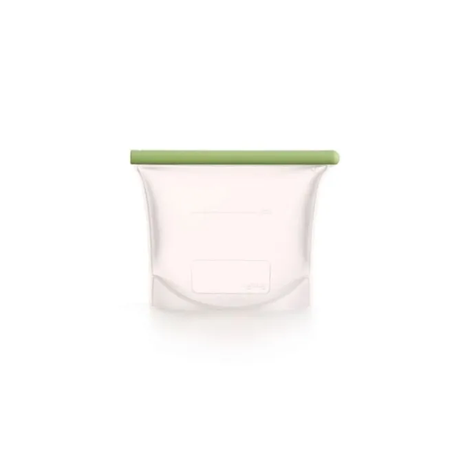 Lékué herbruikbare voorraadzak 1 liter silicone transparant/groen