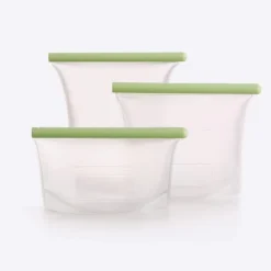 Lékué herbruikbare voorraadzakken silicone transparant/groen 3-delig
