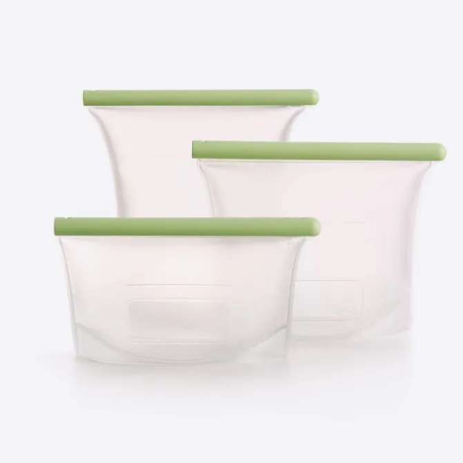 Lékué herbruikbare voorraadzakken silicone transparant/groen 3-delig