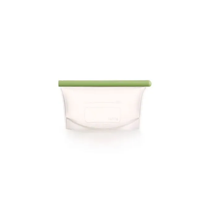 Lékué herbruikbare voorraadzak 500 ml silicone transparant/groen