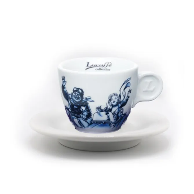 Lucaffé Blucaffé cappuccinokop en schotel blauw 2-delig