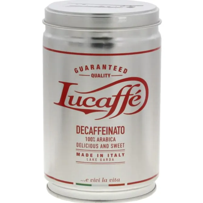 Lucaffé Decaffeinato gemalen koffie blik 250 gram