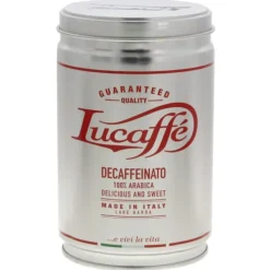Lucaffé Decaffeinato koffiebonen blik 250 gram