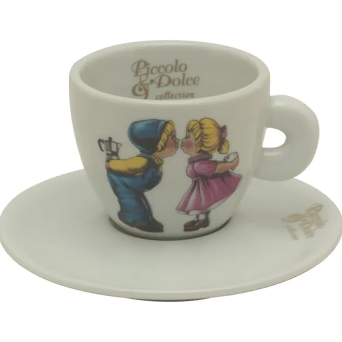 Lucaffe Piccolo & Dolce cappuccinokop en schotel aardewerk wit