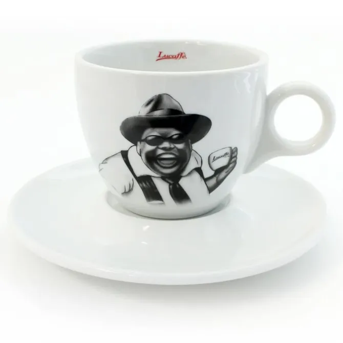 Lucaffé Mr. Exclusive cappuccinokop en schotel zwart 2-delig