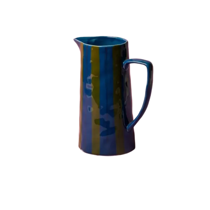 Maegen karaf 24,5 cm aardewerk gestreept Blue & Green